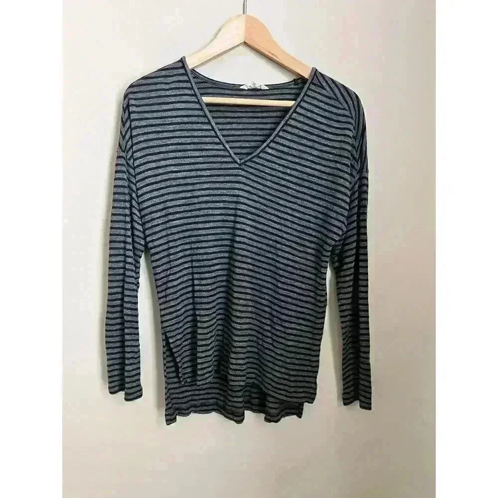 Madewell Stripe V-Neck Long Sleeve Top Size Small‎